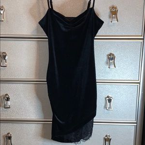Black velvet mini dress
